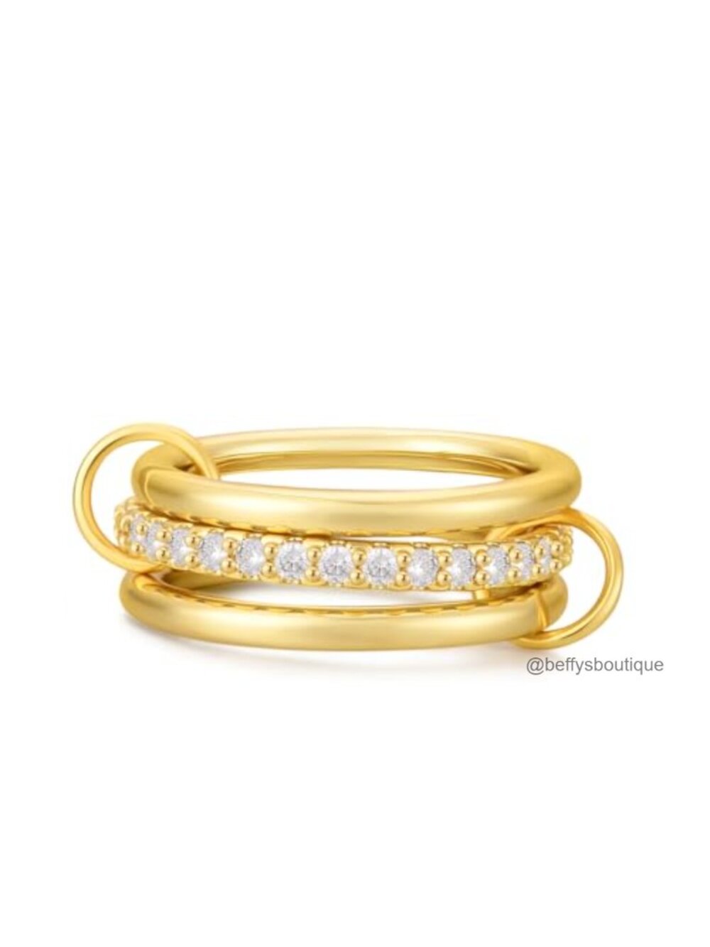14K Gold Plated Stackable Rings Set Cubic Zirconia Interlocked Bands Women